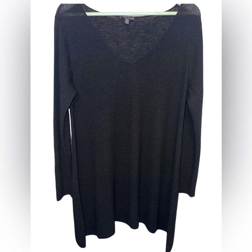 Eileen Fisher 100% Wool Black V-Neck Tunic